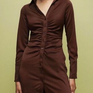 H&M Chocolate Brown Mini Button-Down
Dress